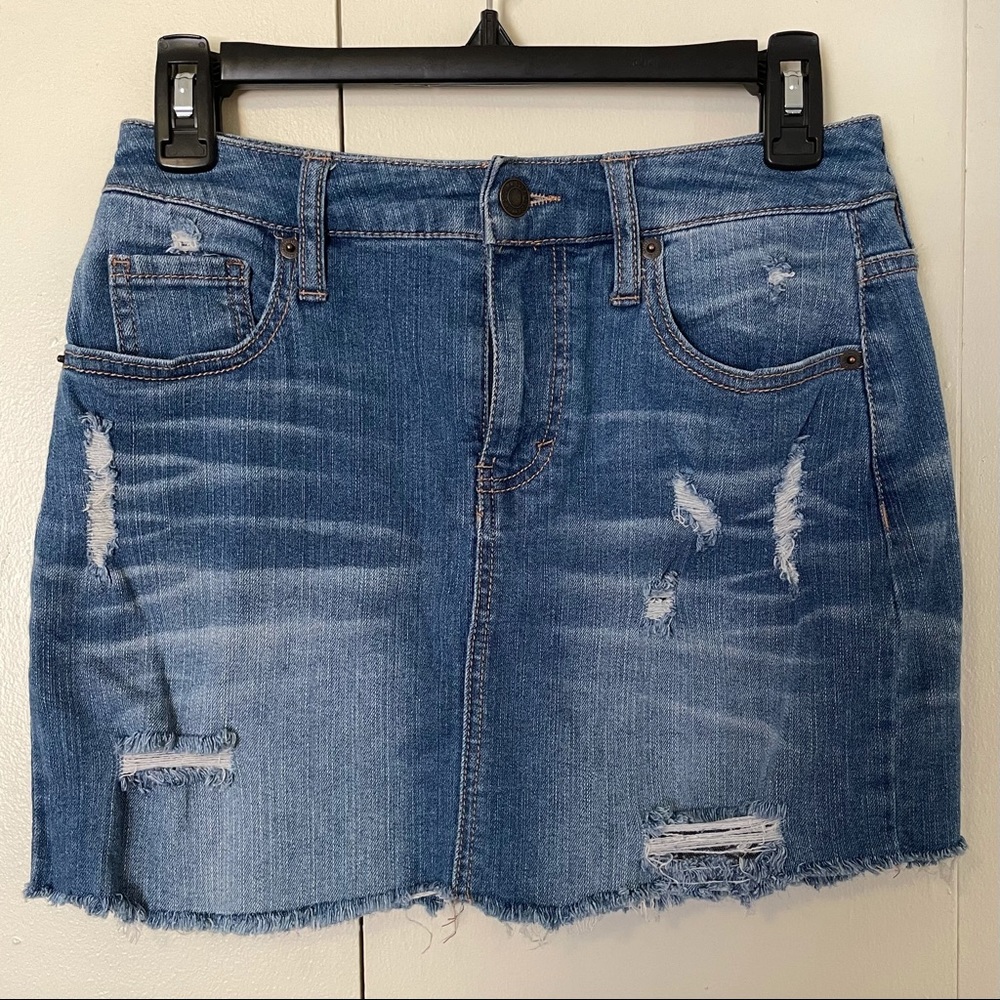 cutoff denim skirt
